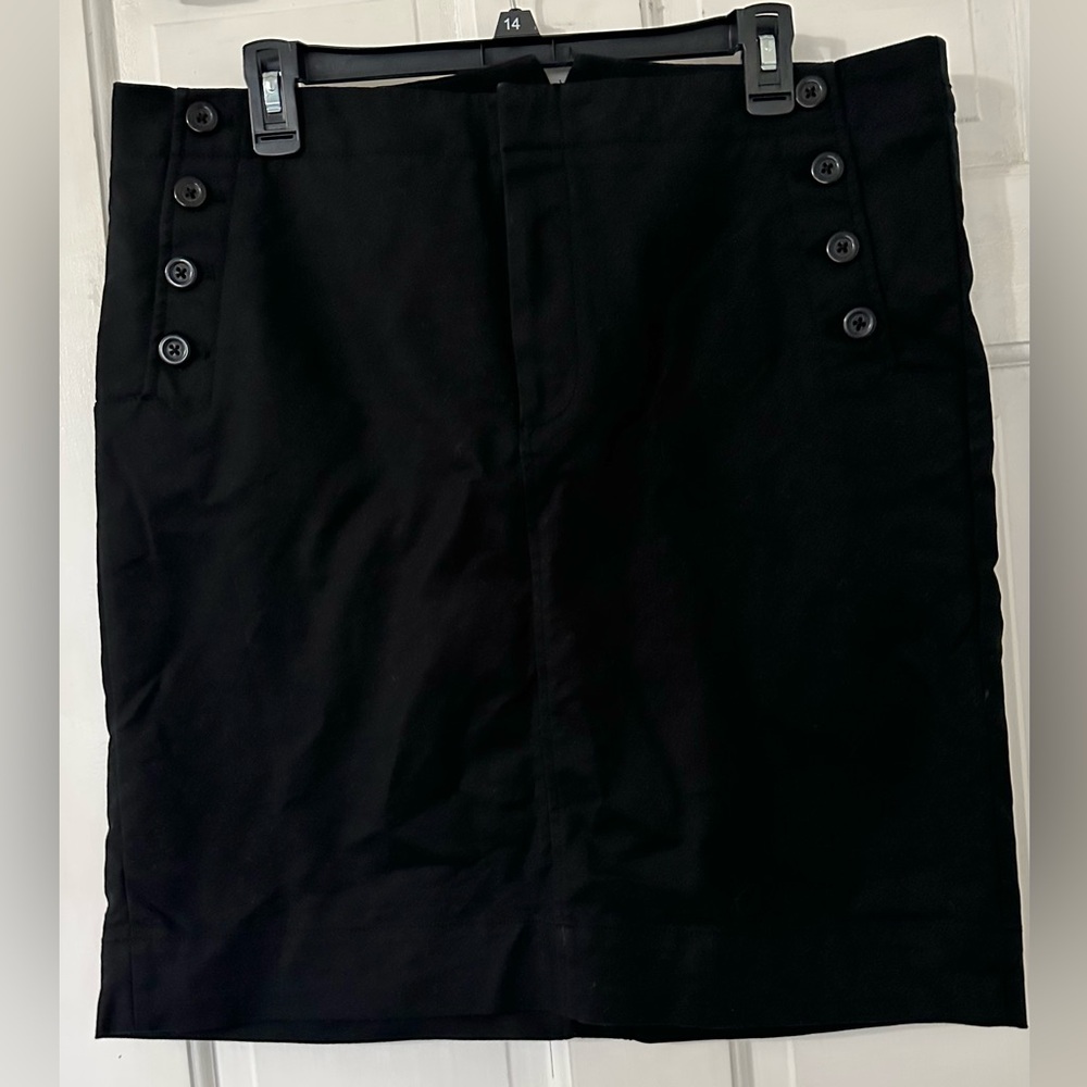 Gap Stretch Button Detail Back Slit Knee Length Skirt with Pockets